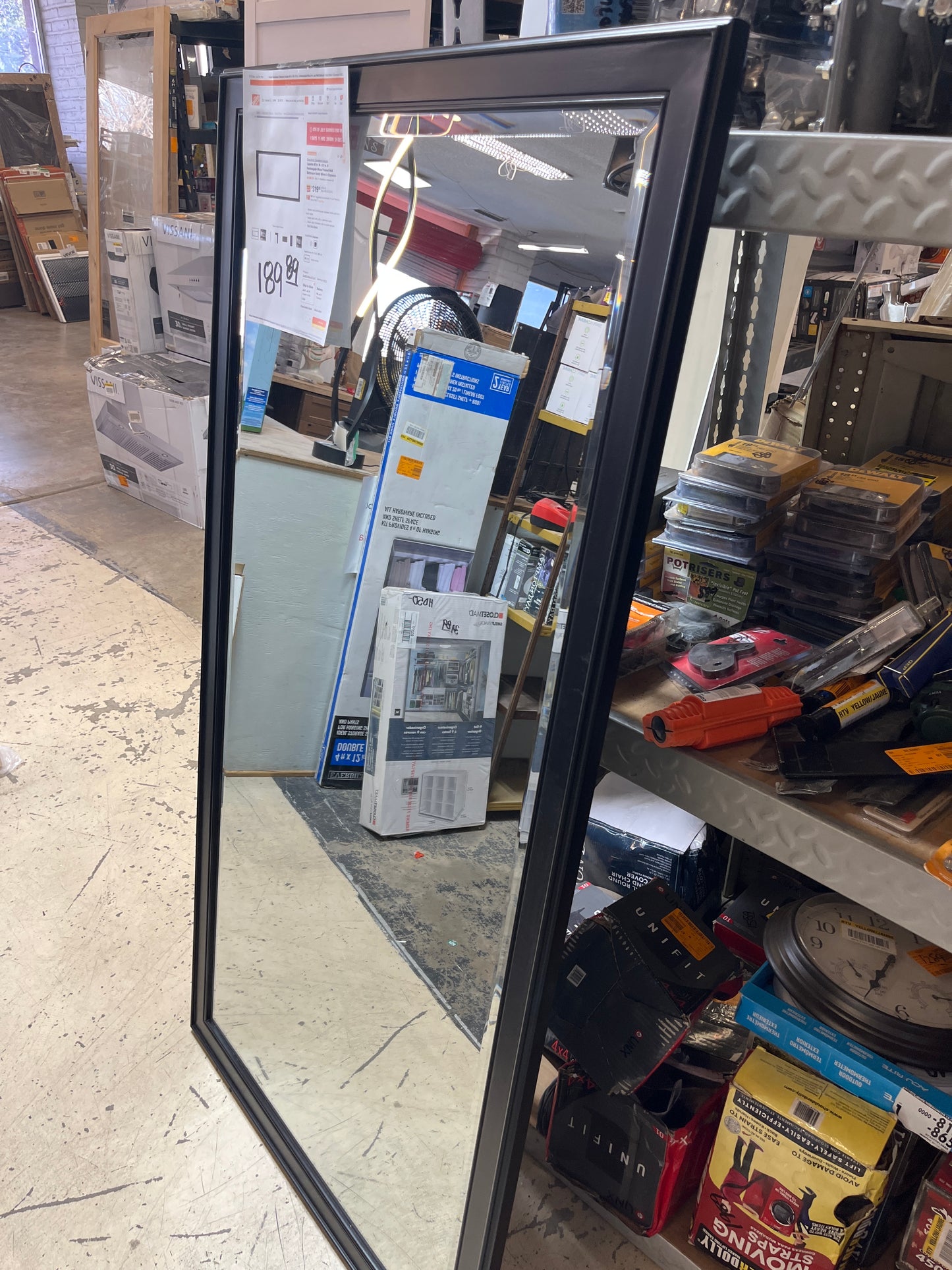 Rectangular wood framed mirror