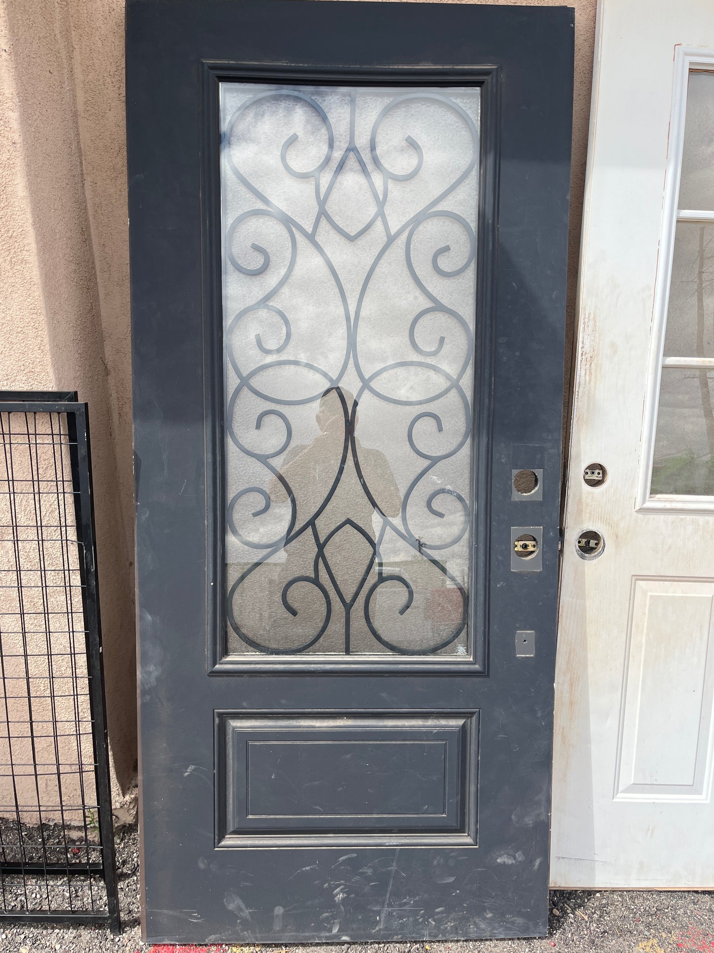 Unique glass and iron front door