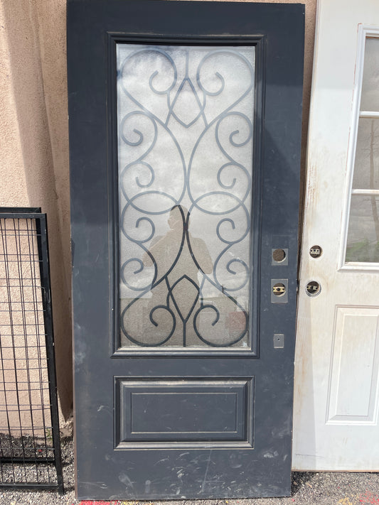 Unique glass and iron front door