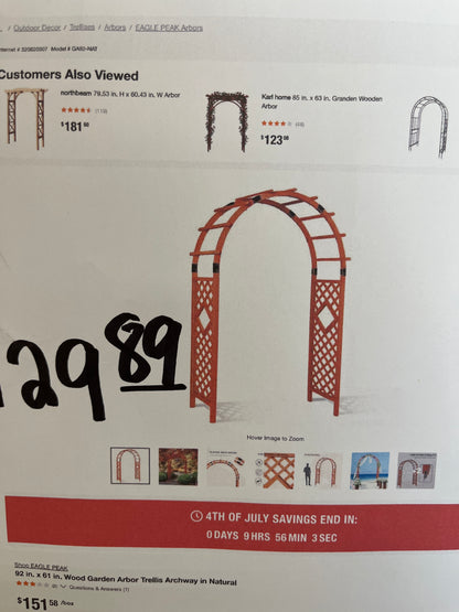Garden Arbor trellis archway