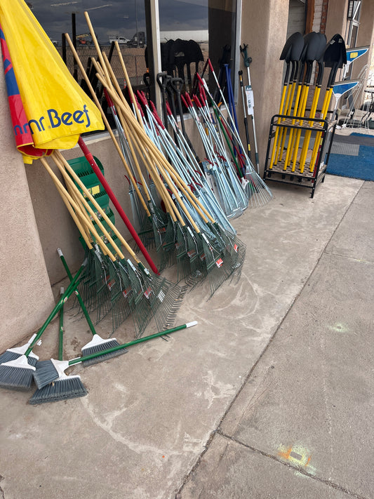 Rakes, shovels, brooms and more
