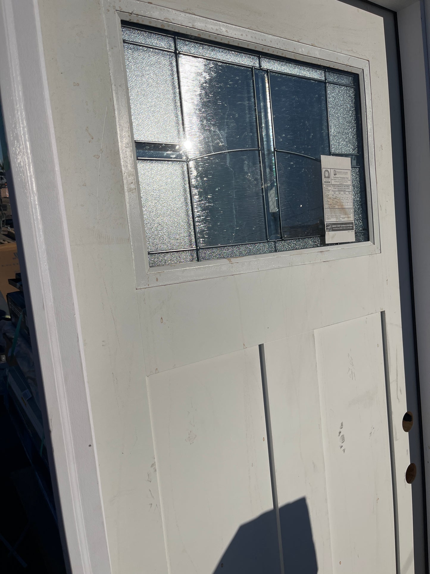 Craftsman leaded glass prehung door