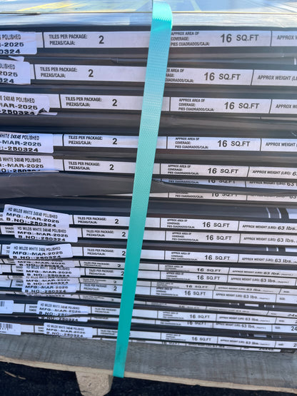 Milos white 2 x 4 porcelain tile.