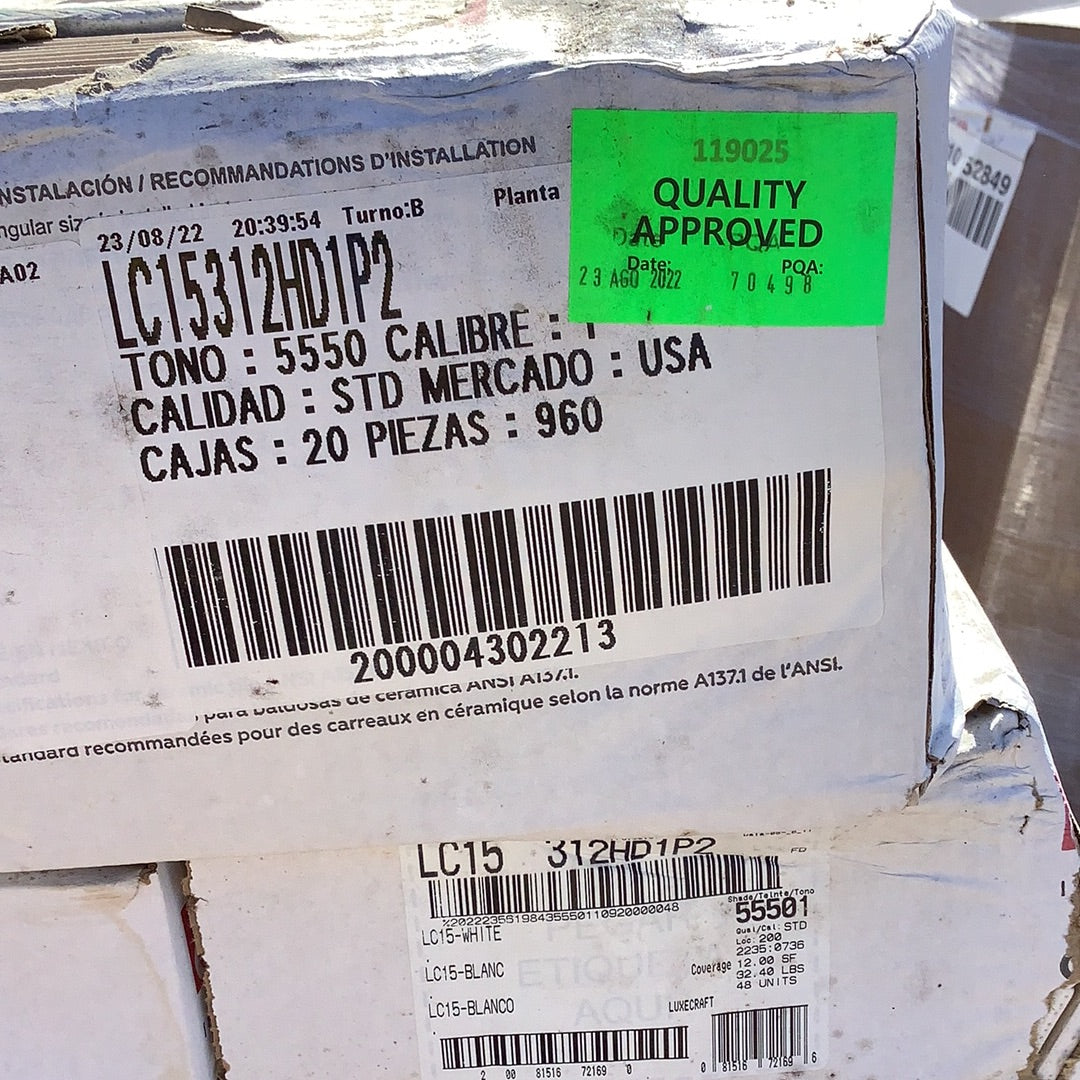 Daltile white 3 x 12 tile
