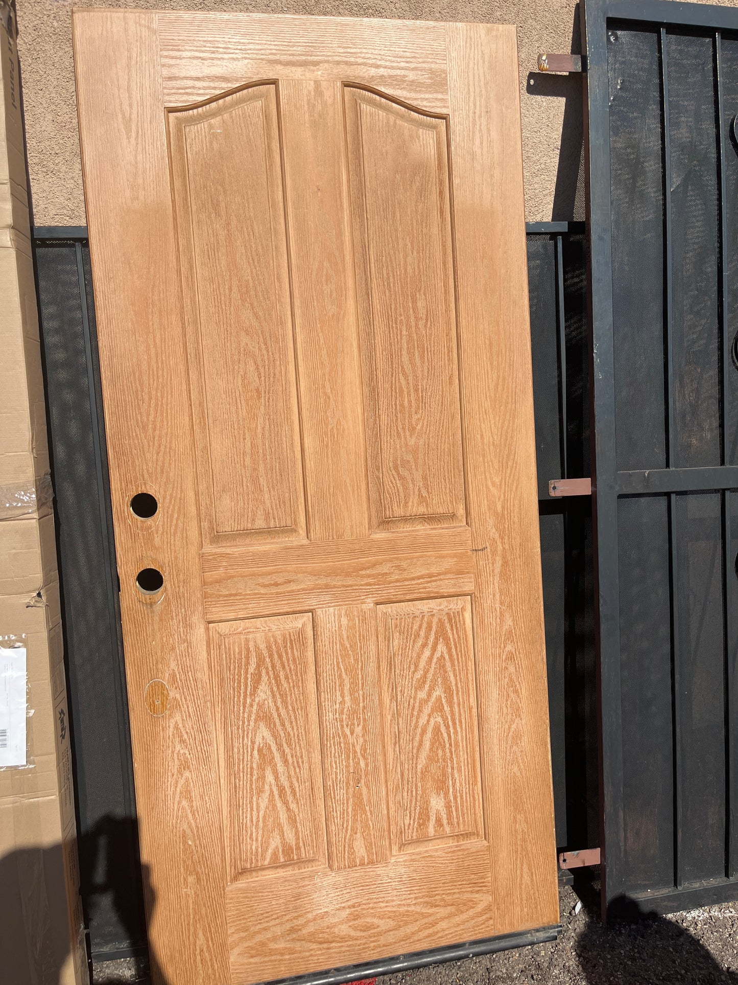 Wood look fiberglass 4 panel door