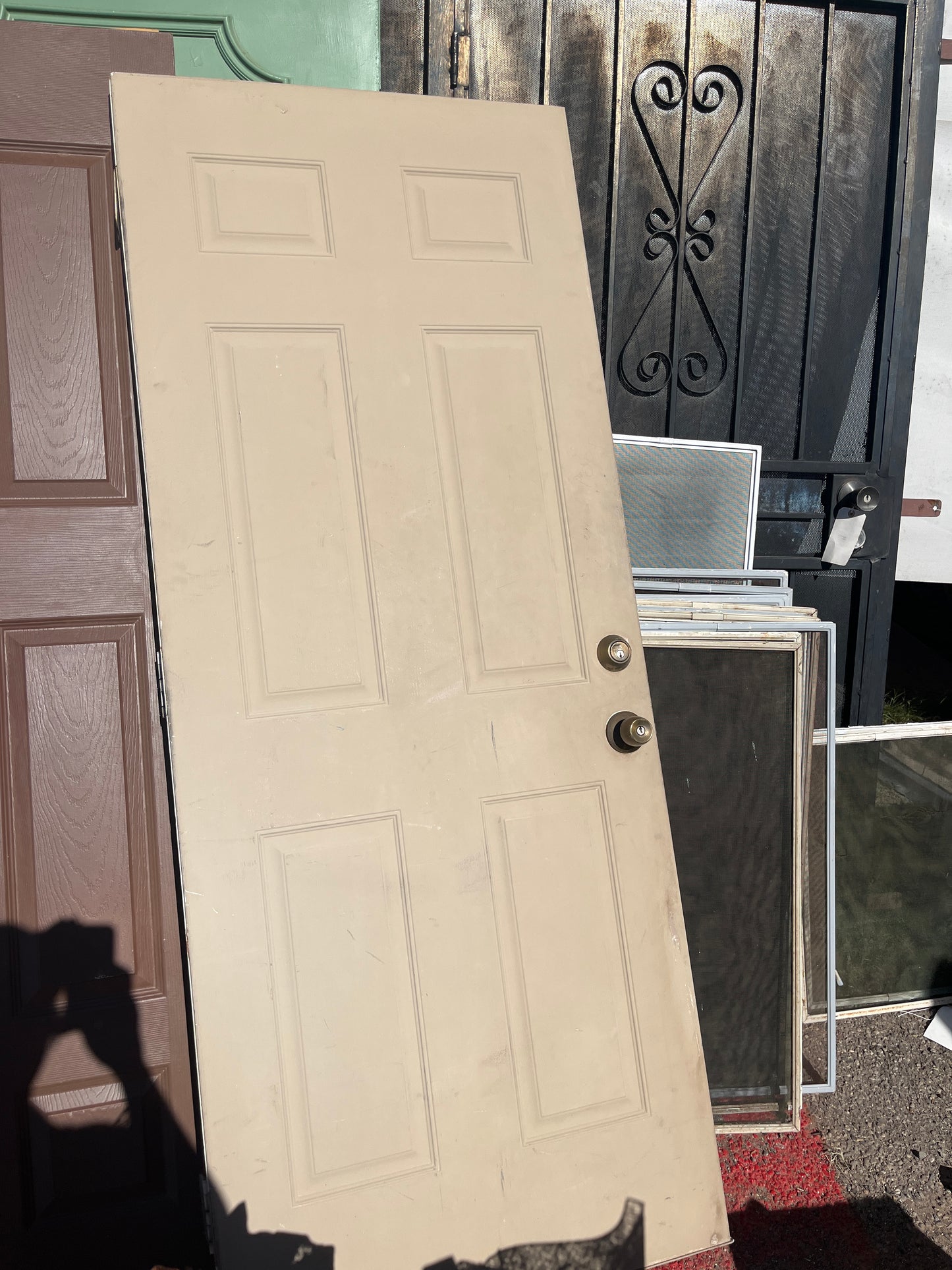 Exterior steel six panel door