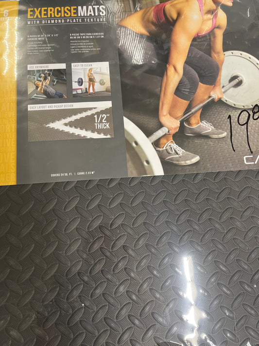 Exercise mats with diamond plate texture