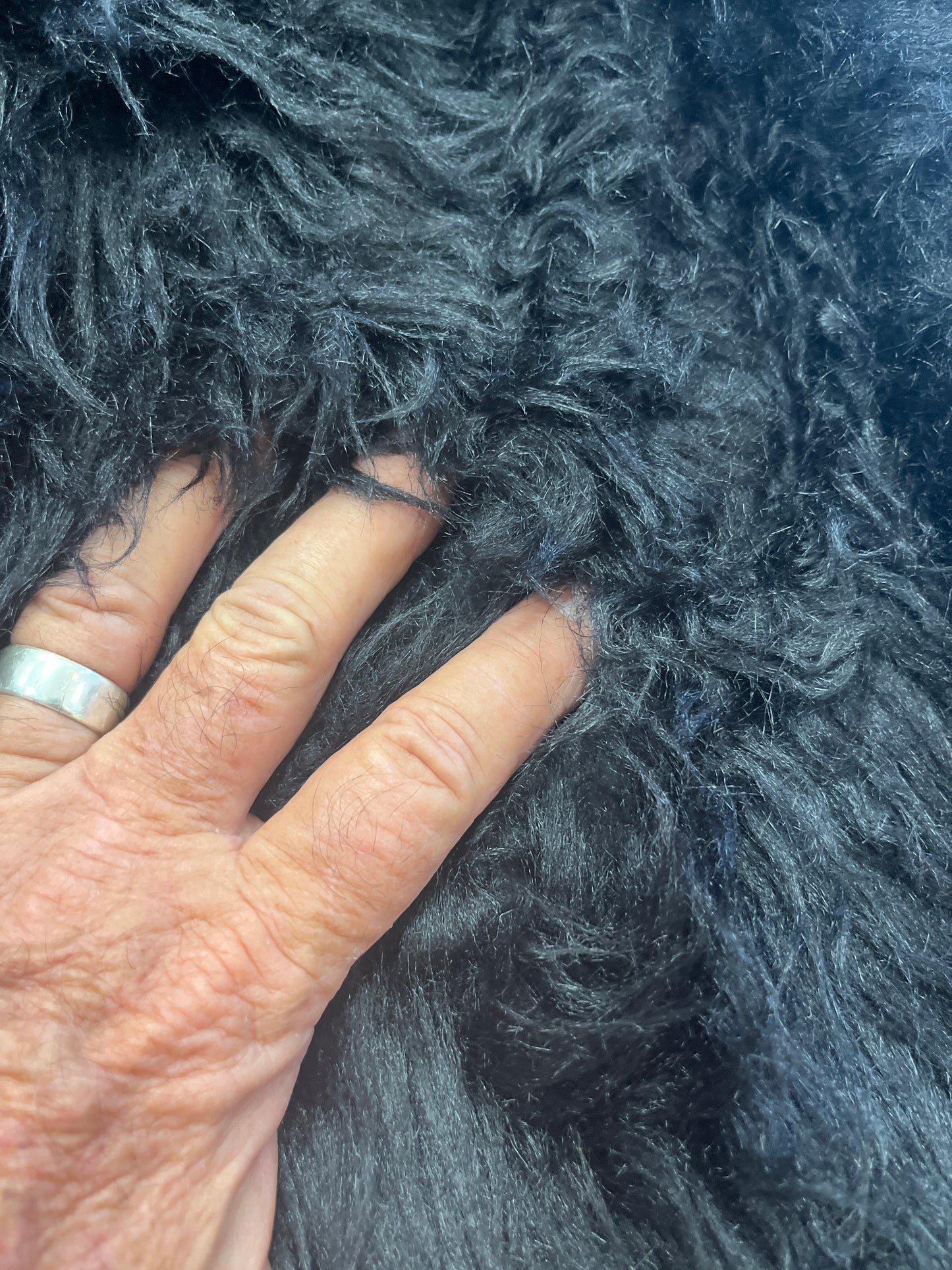 Black 10 x 12 fluffy fuzzy faux fur rug