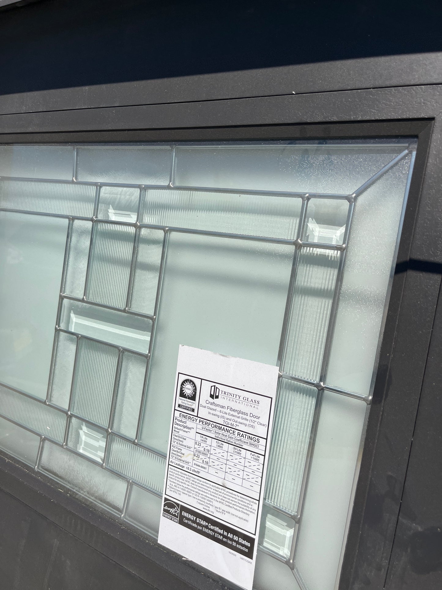 Craftsman style leaded glass front door