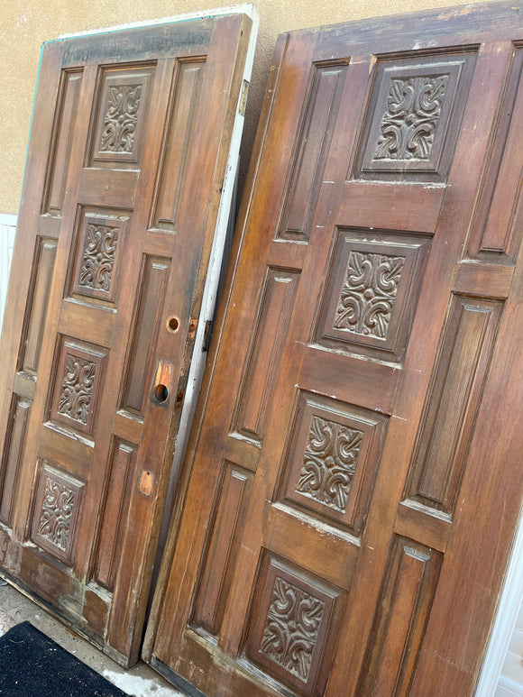 20 panel solid wood carved front door set