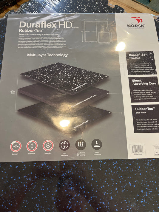 Norsk reversible, interlocking, rubber gym tiles