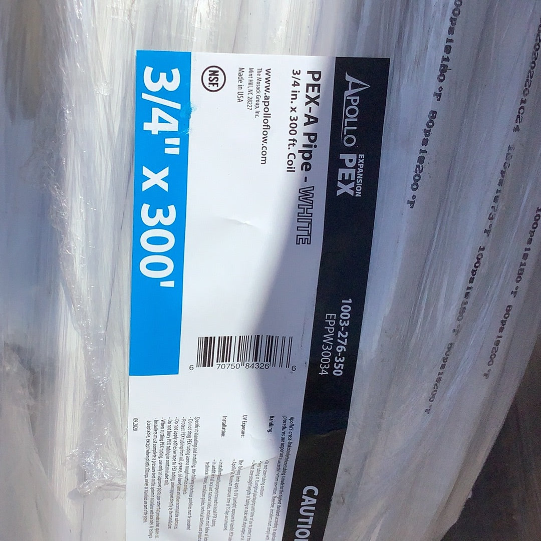 Pex pipe three-quarter inch 300 foot roll