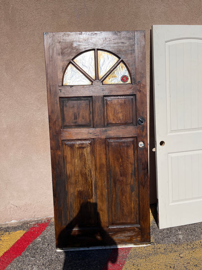 Fan light four panel wood door