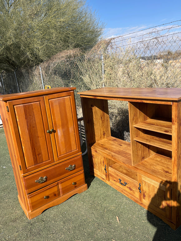 Solid wood cabinet/closet set