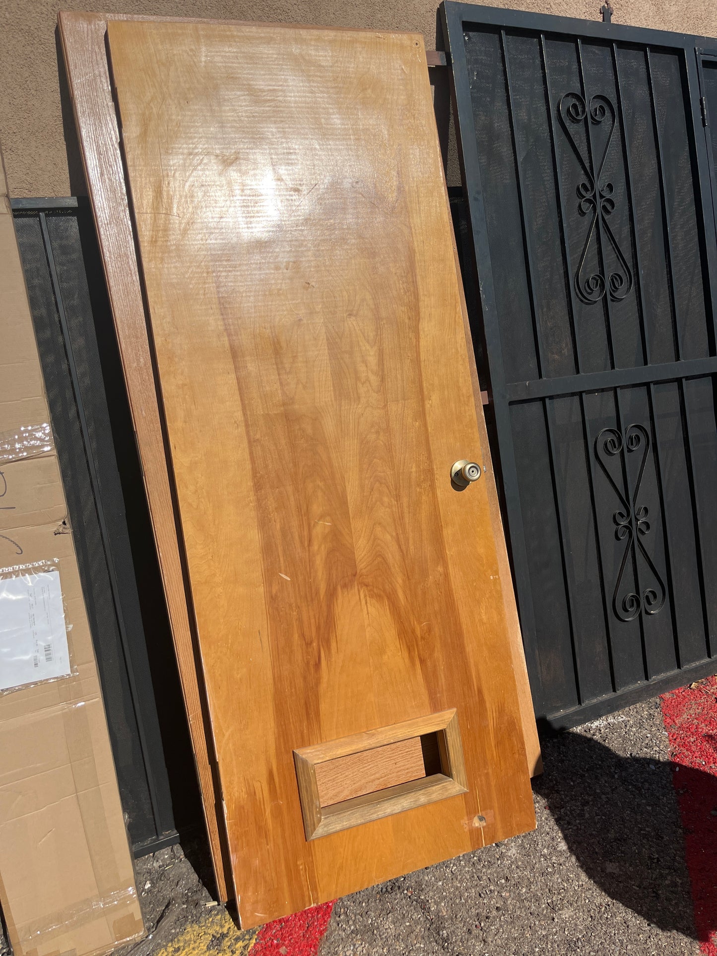 Birch door with bottom pass through