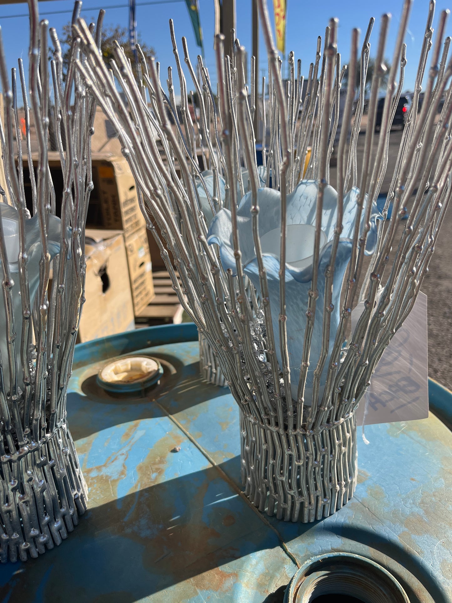 Silver yard Christmas ornaments