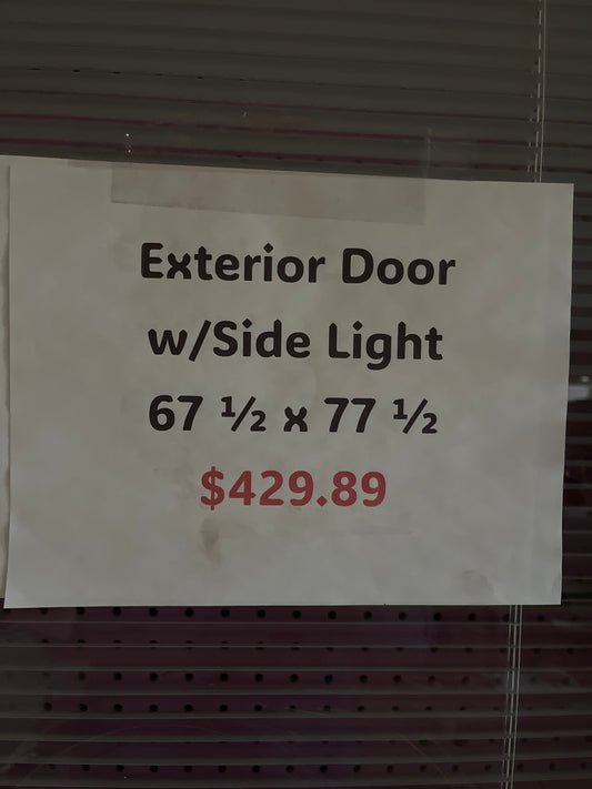 Steel and glass front door with two side lights